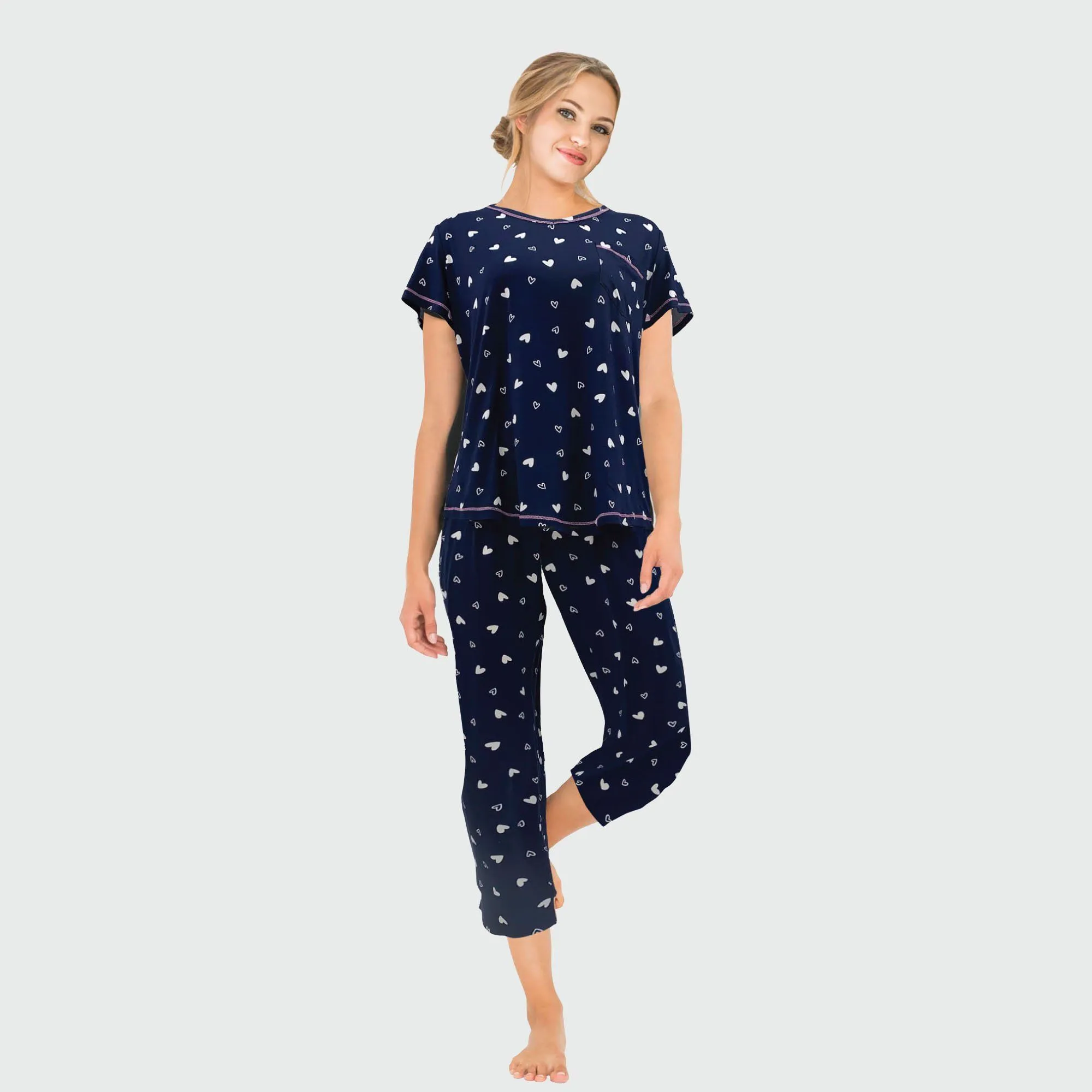 2 Pieces Printed Heart Pyjama