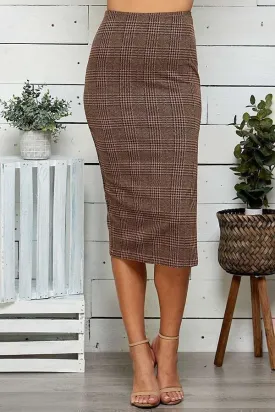 Adeline Plaid Slit Midi Skirt- 2 Colors!