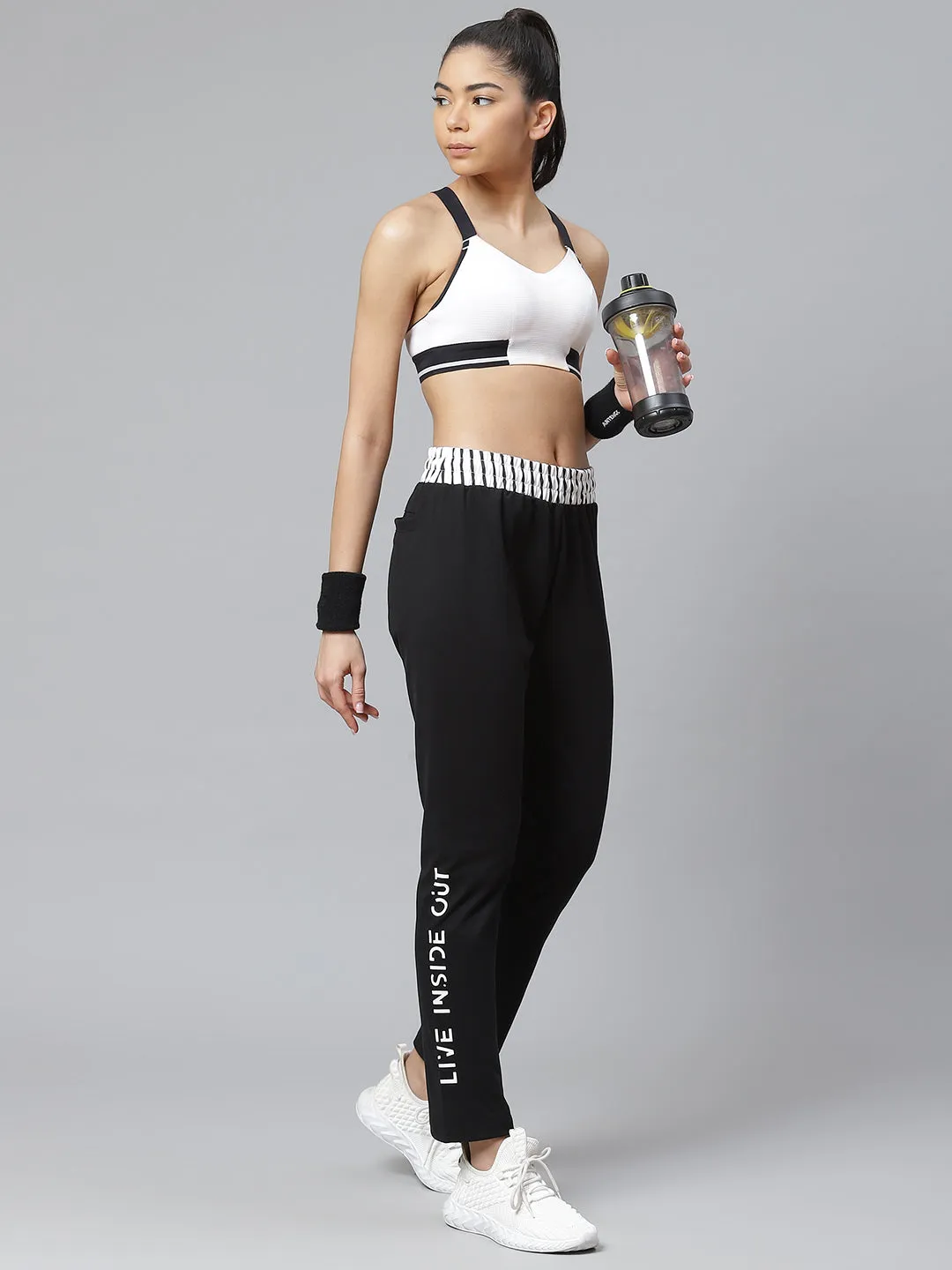 Alcis Women Black Solid Training Track Pants