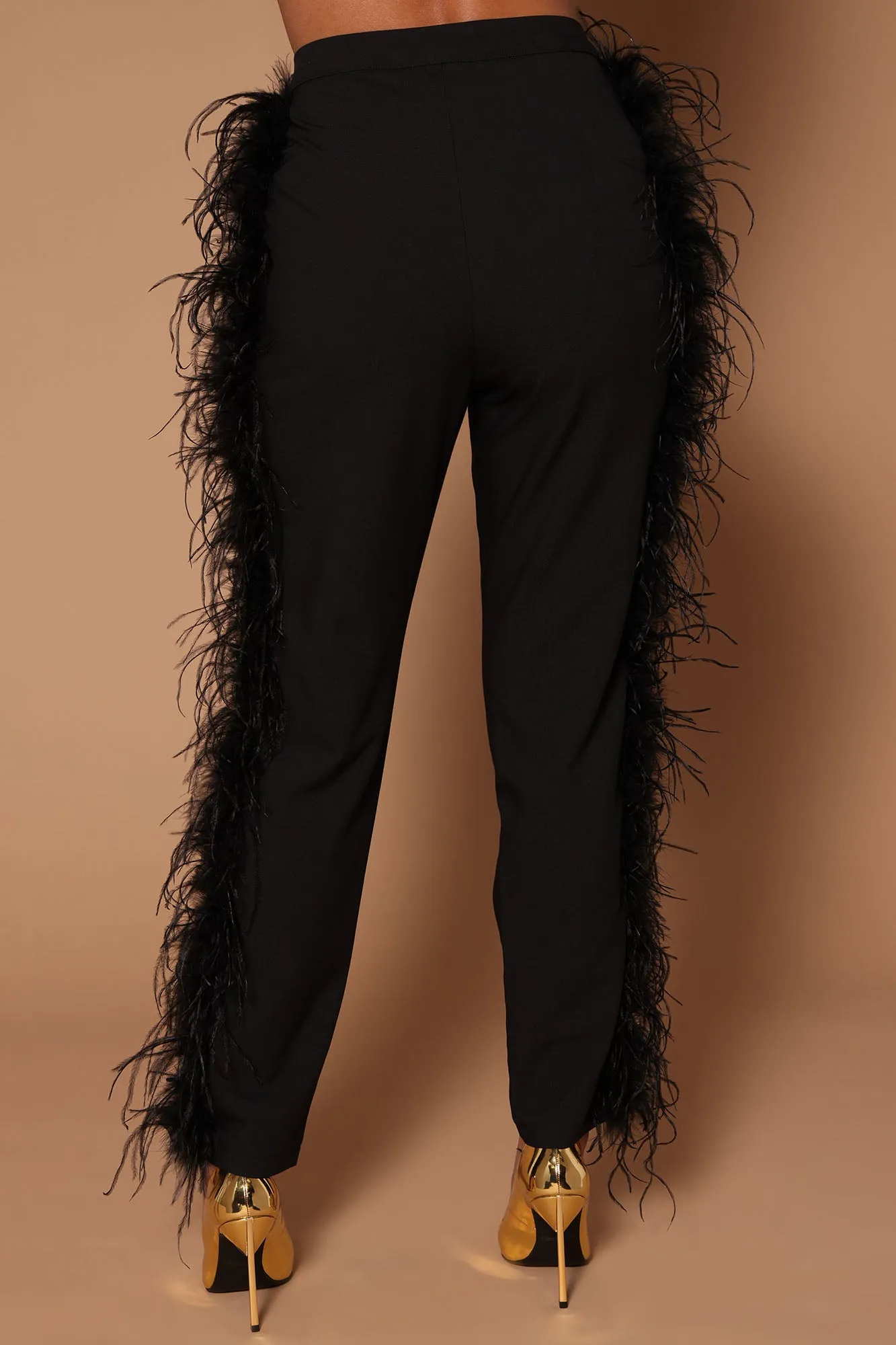 Amelia Feather Pants - Black