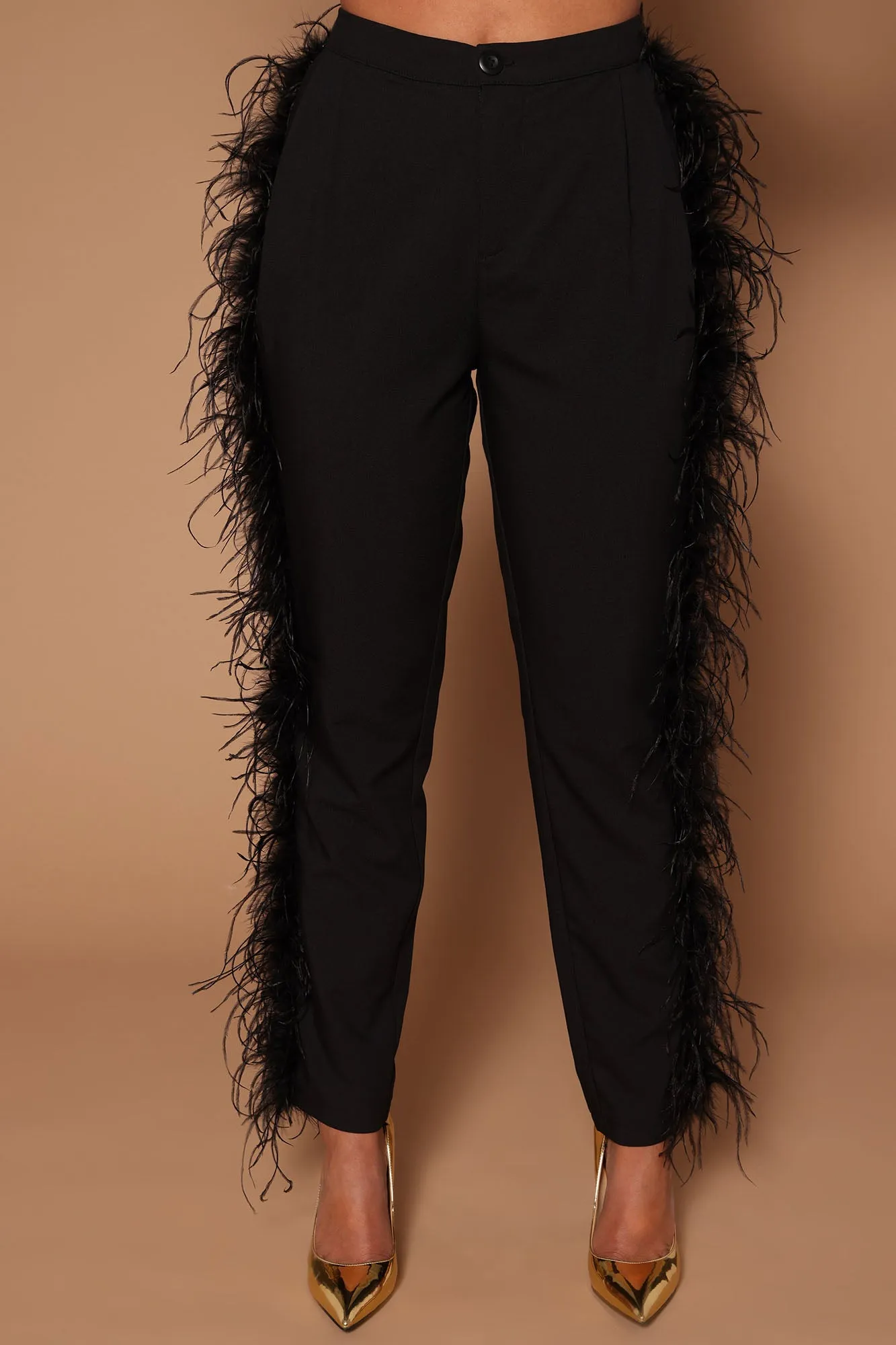 Amelia Feather Pants - Black