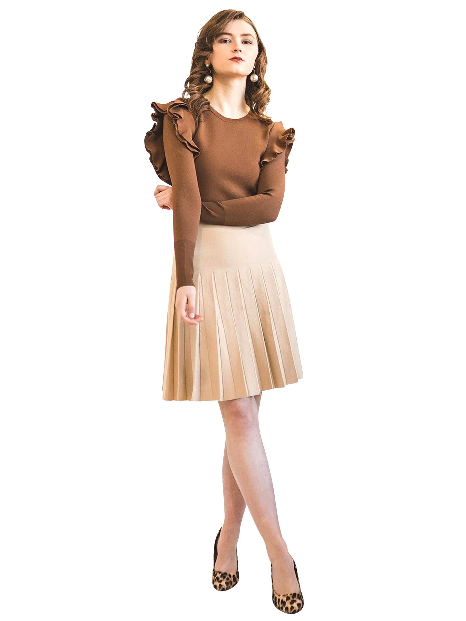 Apparalel Knit Pleat Infinity Skirt