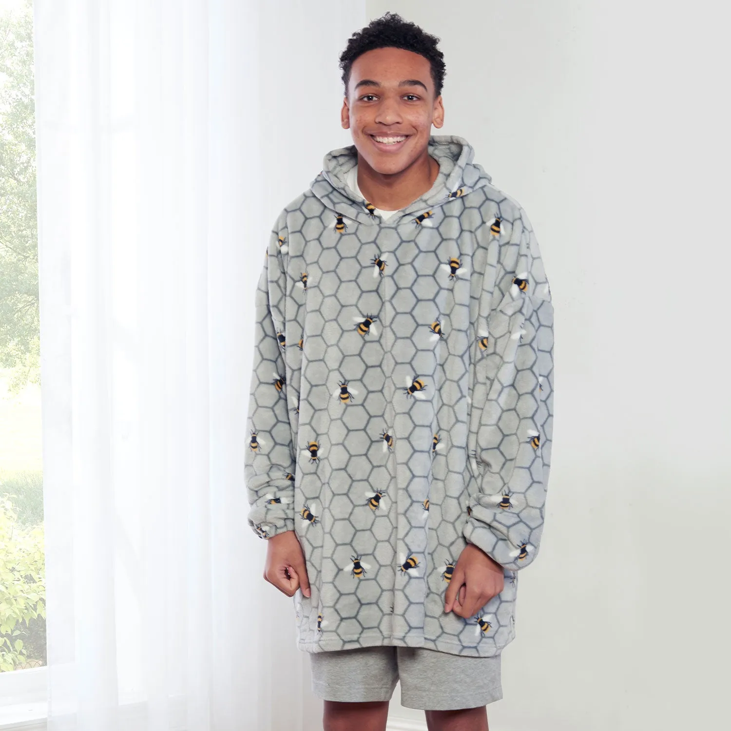 Bee Silver Fleece Oversized Hoodie