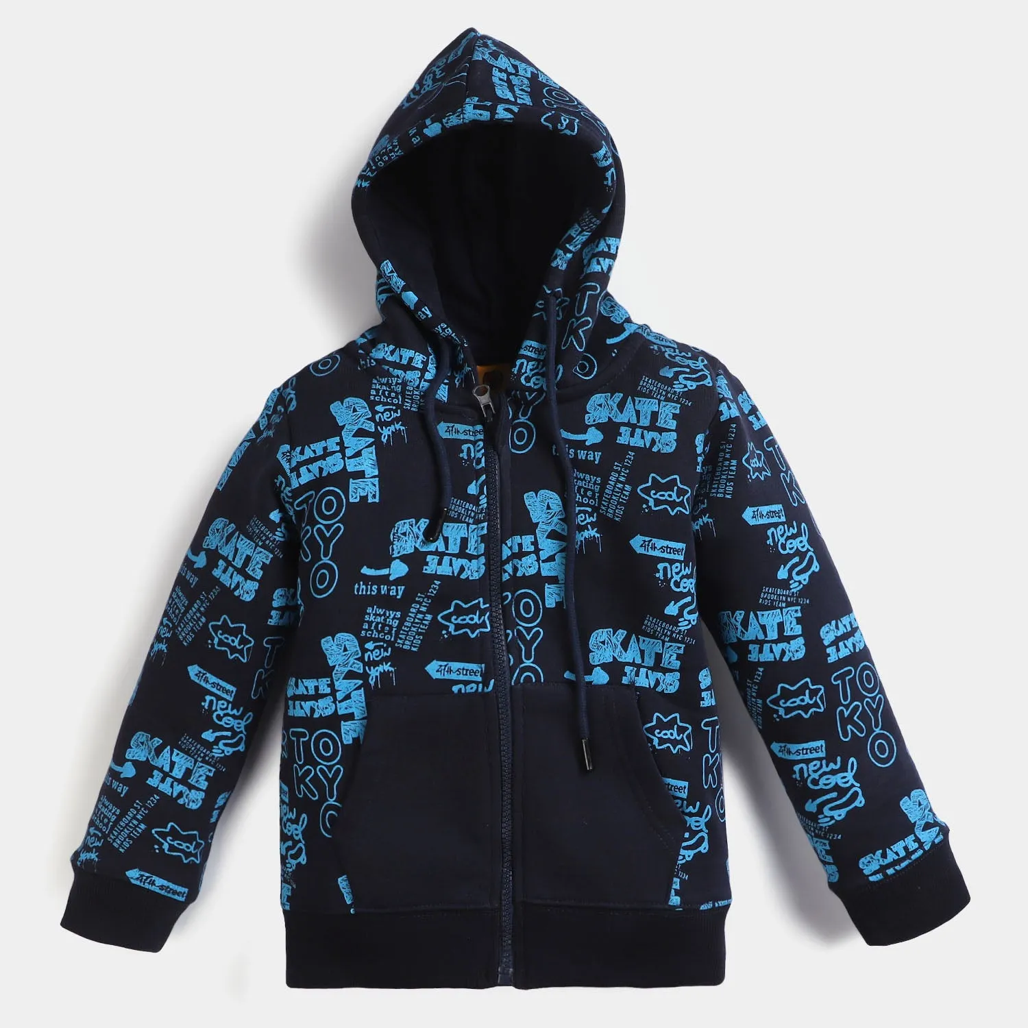 Boys Fleece Knitted Jacket Skate-NAVY