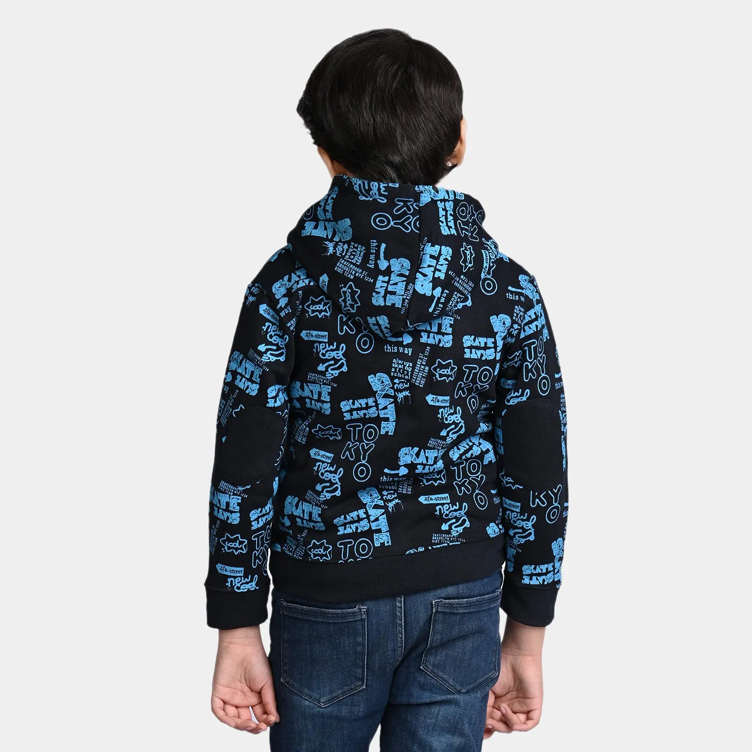 Boys Fleece Knitted Jacket Skate-NAVY