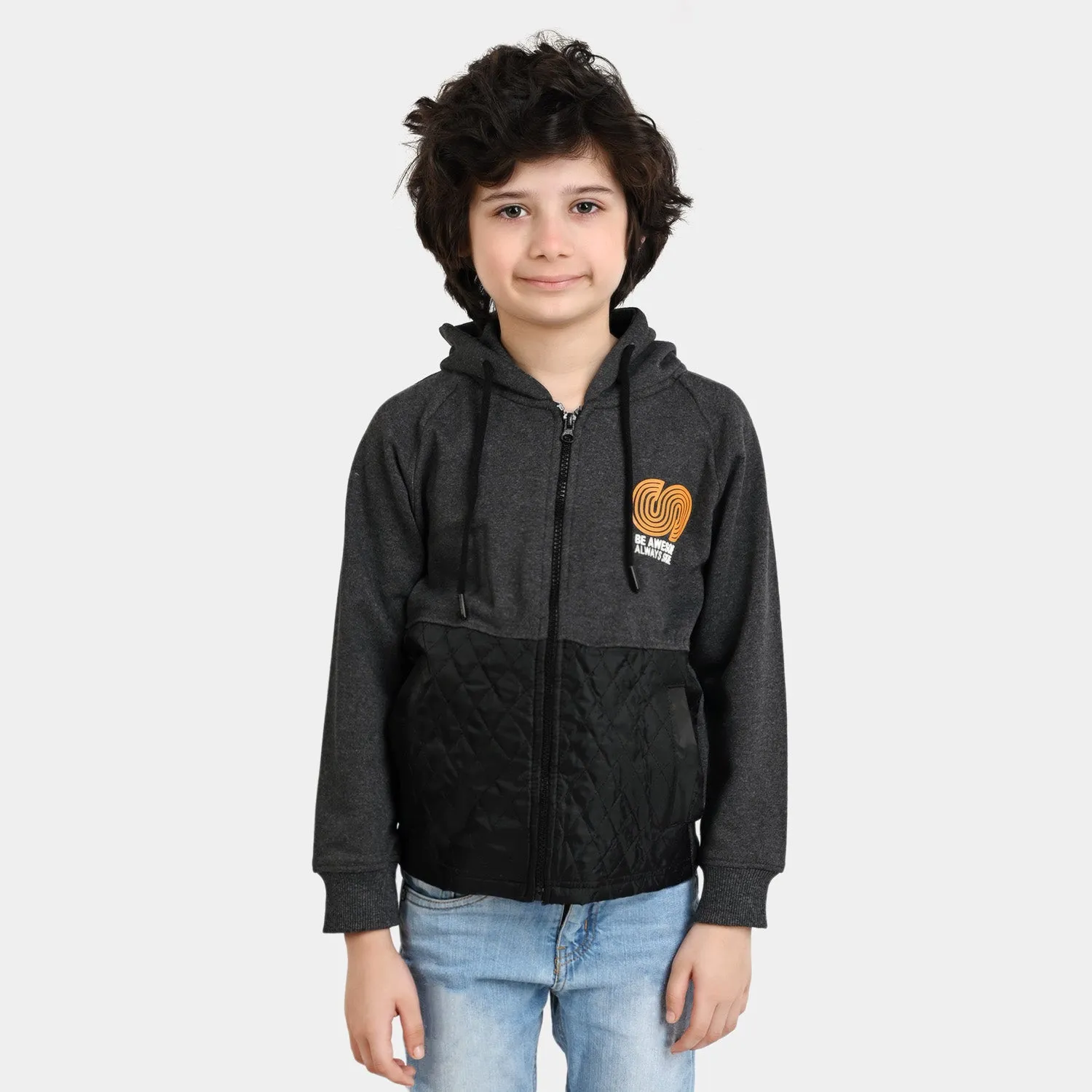 Boys Knitted Jacket Explore 2-CHARCOAL