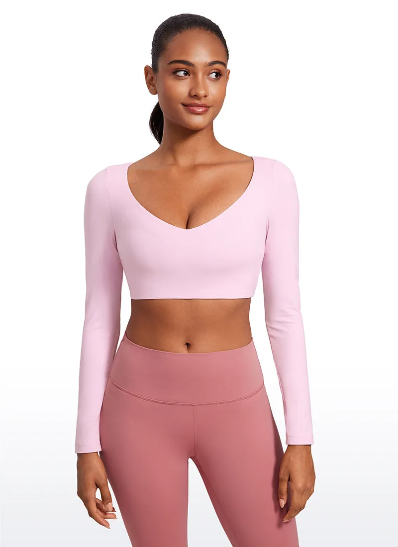 Butterluxe Double Lined Cropped Long Sleeves V Neck