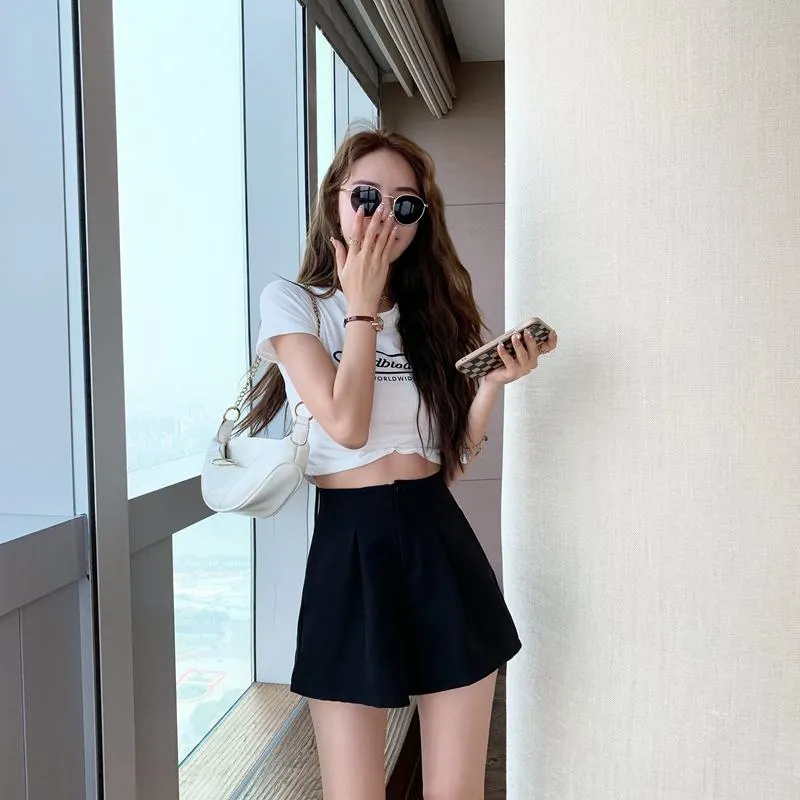 Casual Loose Fit Wide-Leg Slimming High-Waisted Shorts