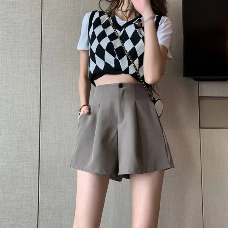 Casual Loose Fit Wide-Leg Slimming High-Waisted Shorts