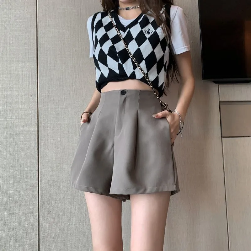 Casual Loose Fit Wide-Leg Slimming High-Waisted Shorts