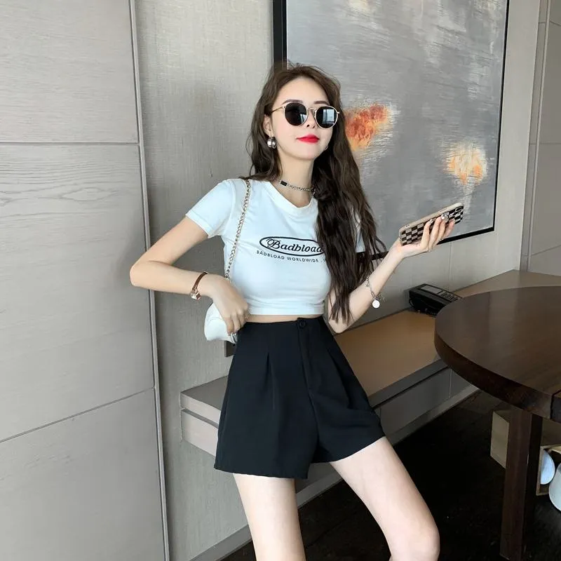 Casual Loose Fit Wide-Leg Slimming High-Waisted Shorts