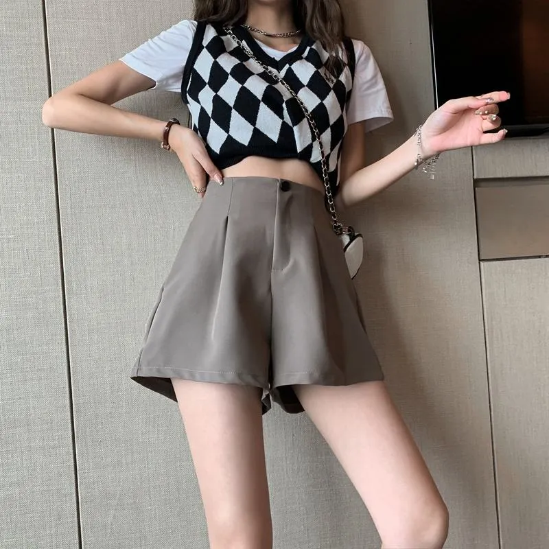 Casual Loose Fit Wide-Leg Slimming High-Waisted Shorts