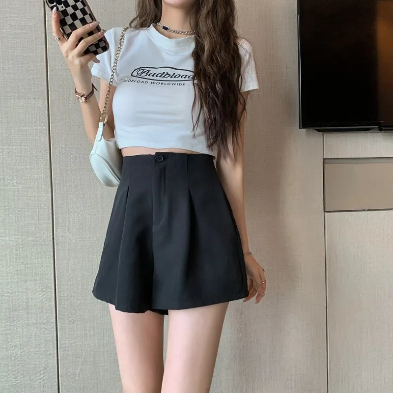 Casual Loose Fit Wide-Leg Slimming High-Waisted Shorts