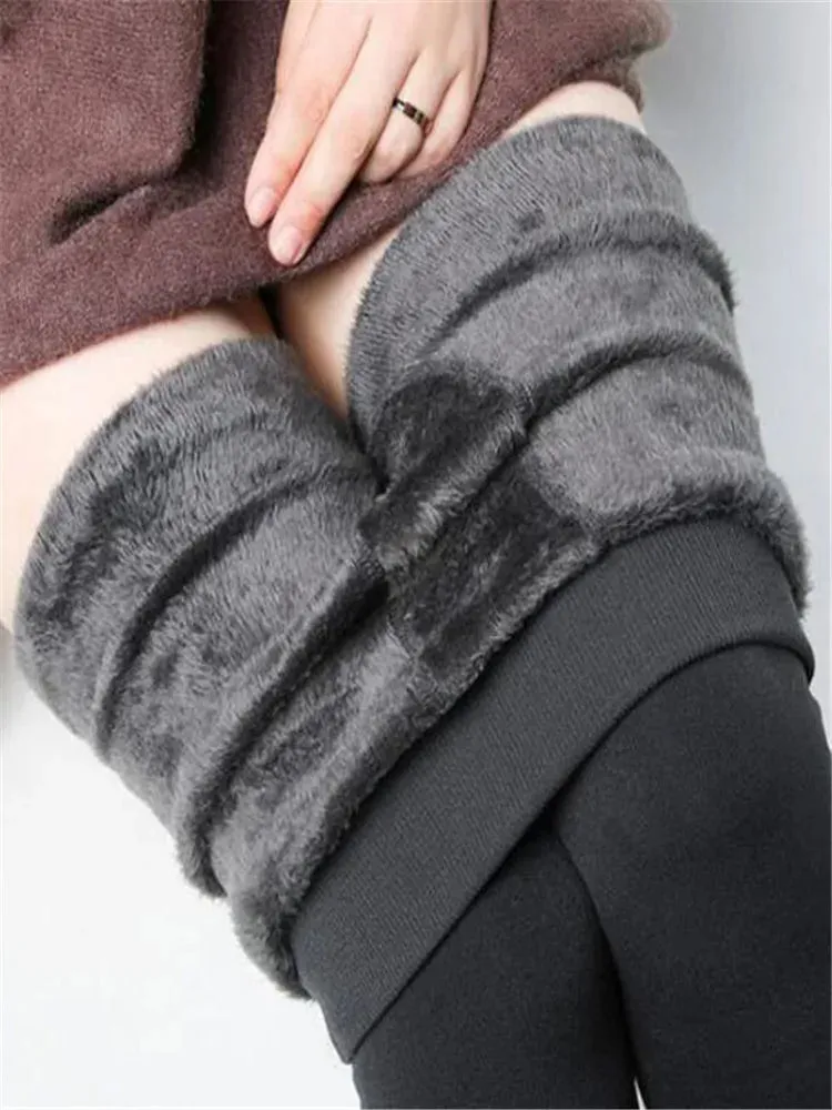 Casual Winter Knitting Leggings for Women YRRETY Trendy High Elastic Thicken Warm Skinny Pants