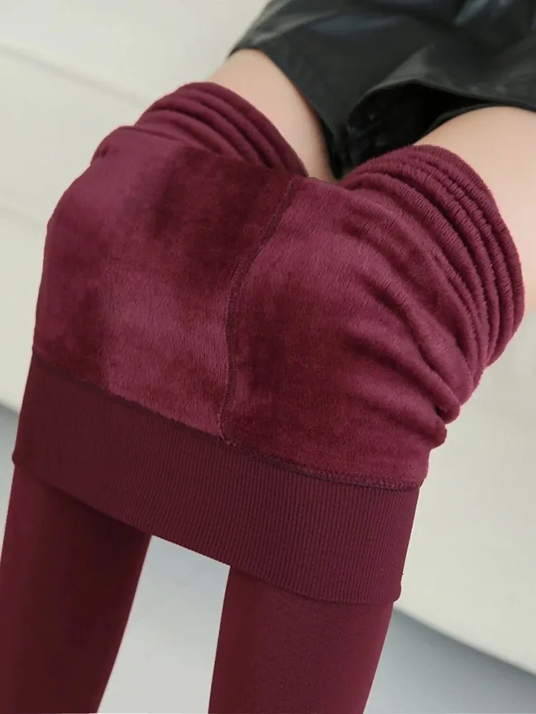 Casual Winter Knitting Leggings for Women YRRETY Trendy High Elastic Thicken Warm Skinny Pants