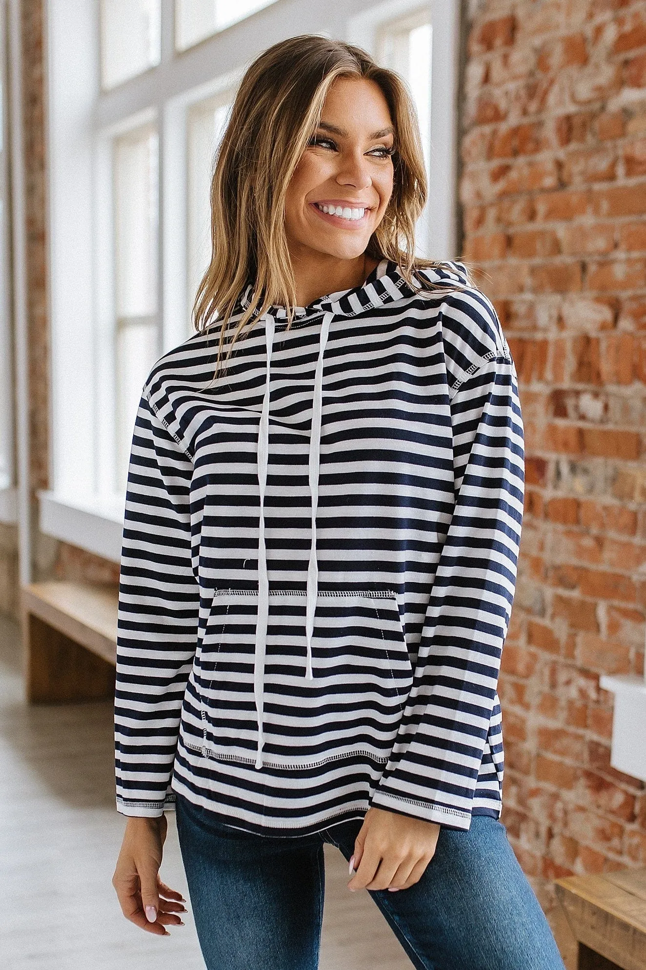 Demi Stripe Drawstring Hoodie | S-XL | PRE ORDER