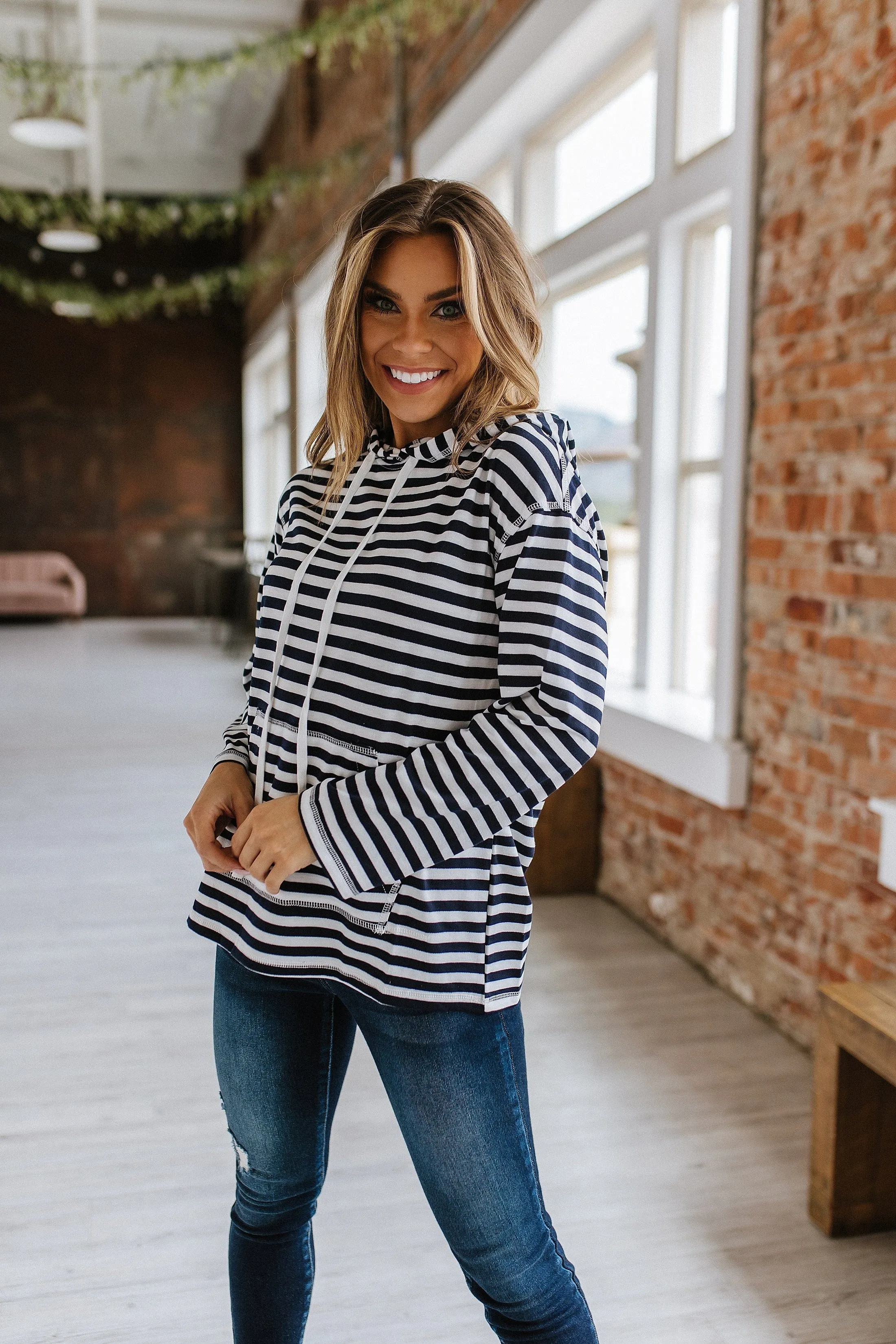 Demi Stripe Drawstring Hoodie | S-XL | PRE ORDER