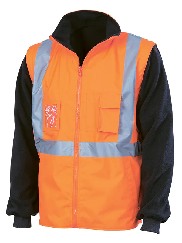 DNC Hi Vis “4 In 1” Zip Off Sleeve Reversible Vest ‘X’ Back With Additional Tape On Tail (3990)