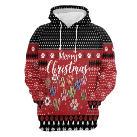 Dog Paws Merry Christmas All Over Print 3D Hoodie For Men And Women, Best Gift For Dog lovers, Best Outfit Christmas