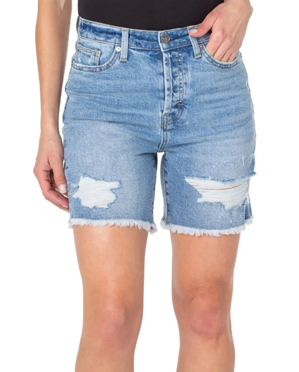 Earnest Sewn Women's Cutoff Distressed Denim Shorts Blue