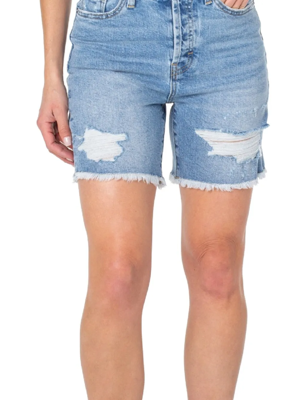 Earnest Sewn Women's Cutoff Distressed Denim Shorts Blue