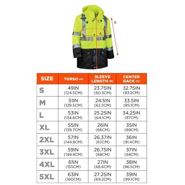 Ergodyne GloWear 8365BK Type R Class 3 Hi-Vis Rain Jacket - Lime