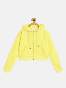 Girls Yellow Front Zipper Bomber Jacket