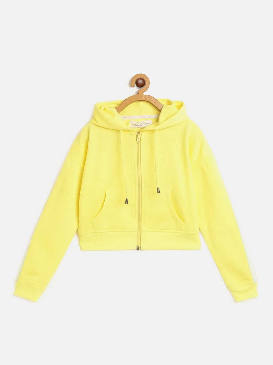 Girls Yellow Front Zipper Bomber Jacket