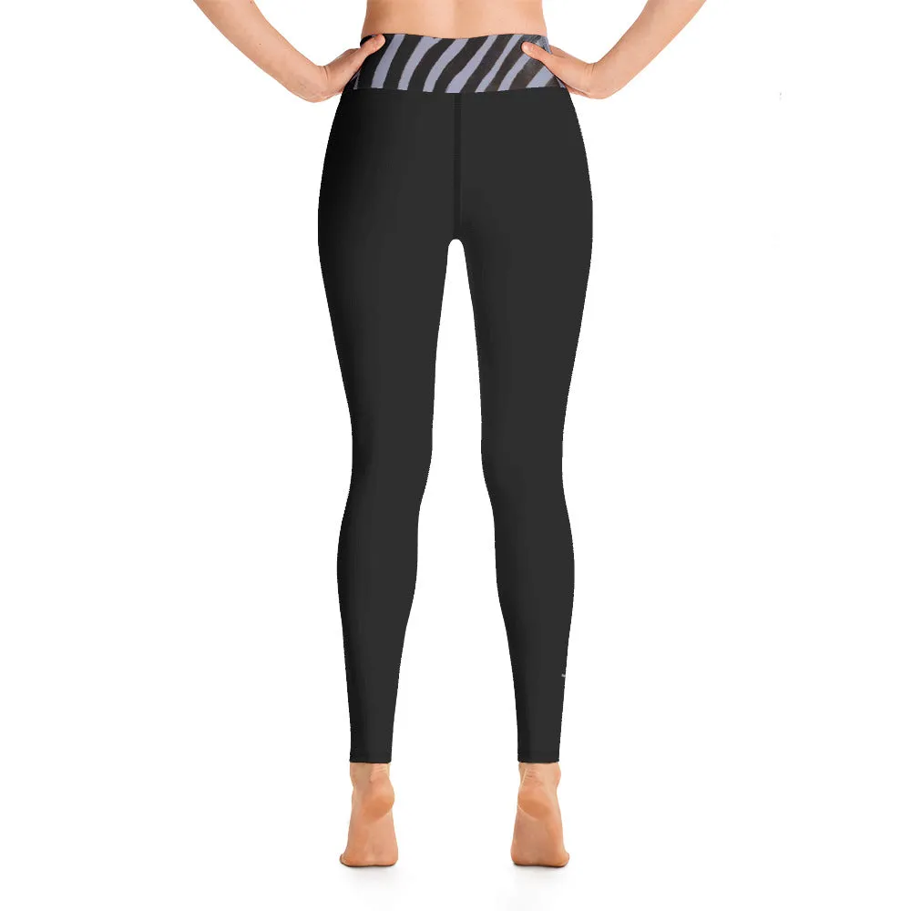 Grey Zebra Trim Yoga Leggings