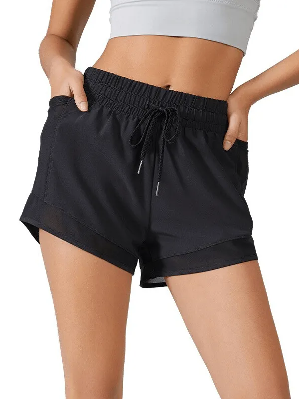 High-Waisted Yoga Shorts for Women with Tummy Control Drawstring - SF1376