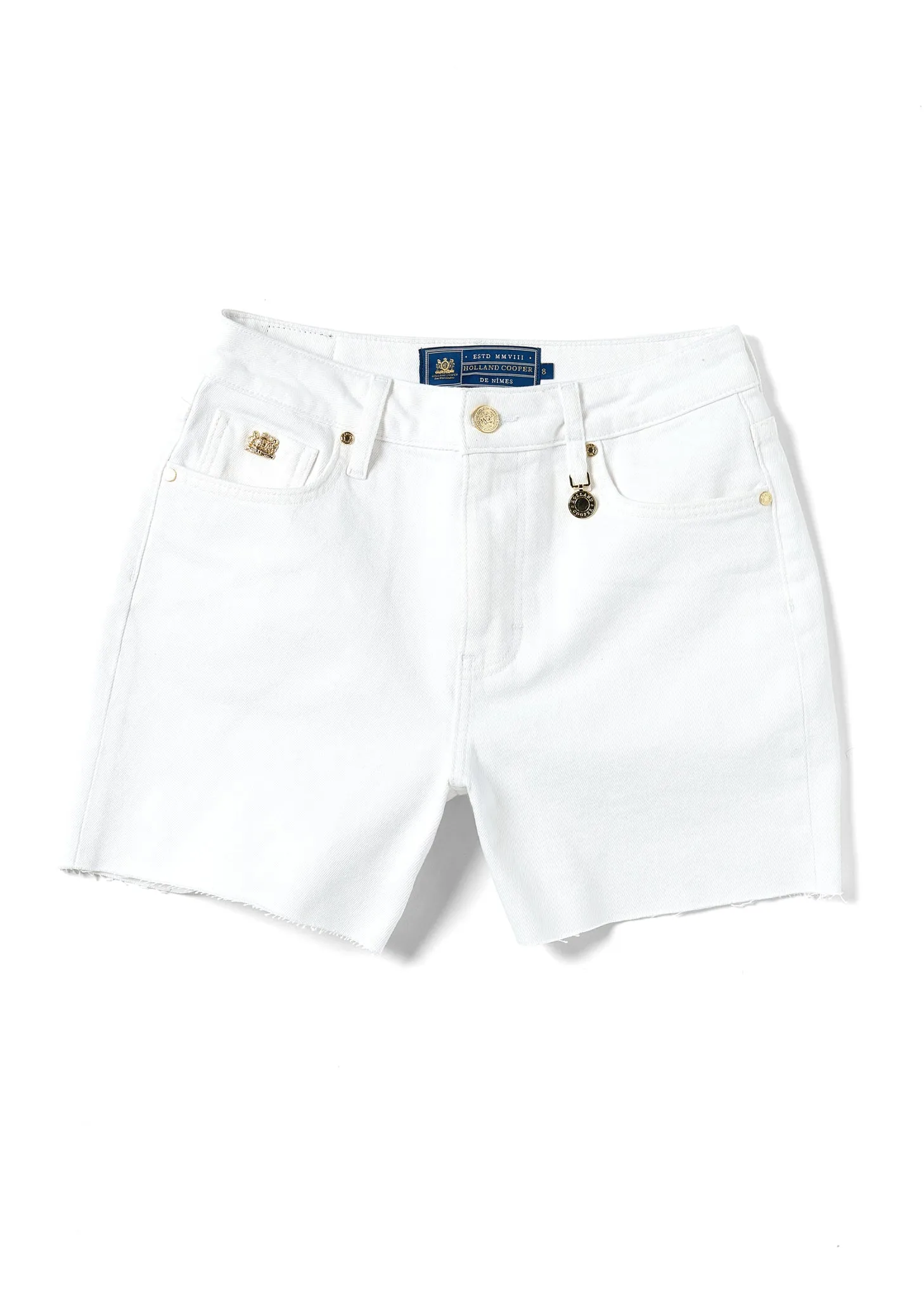 Holland Cooper High Rise Denim Short in Optic White