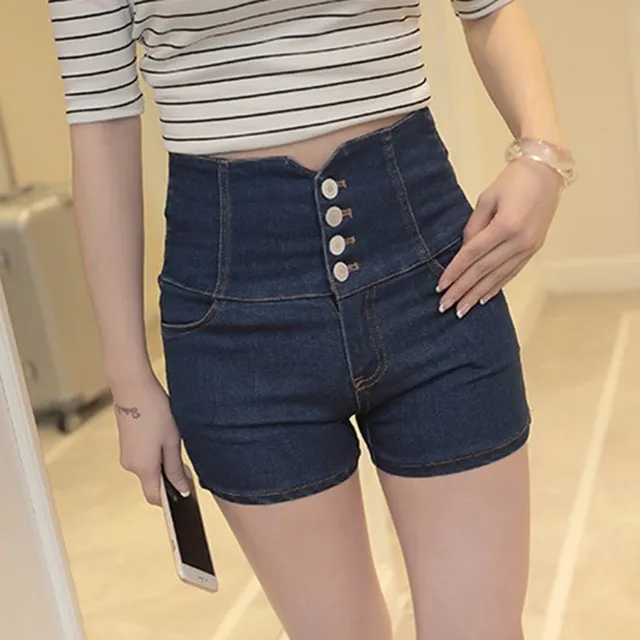 Hollow Out Black Skinny High Waist Shorts 2017 Summer New Women White Slim Sexy Denim Shorts Plus Size Short Jeans feminino