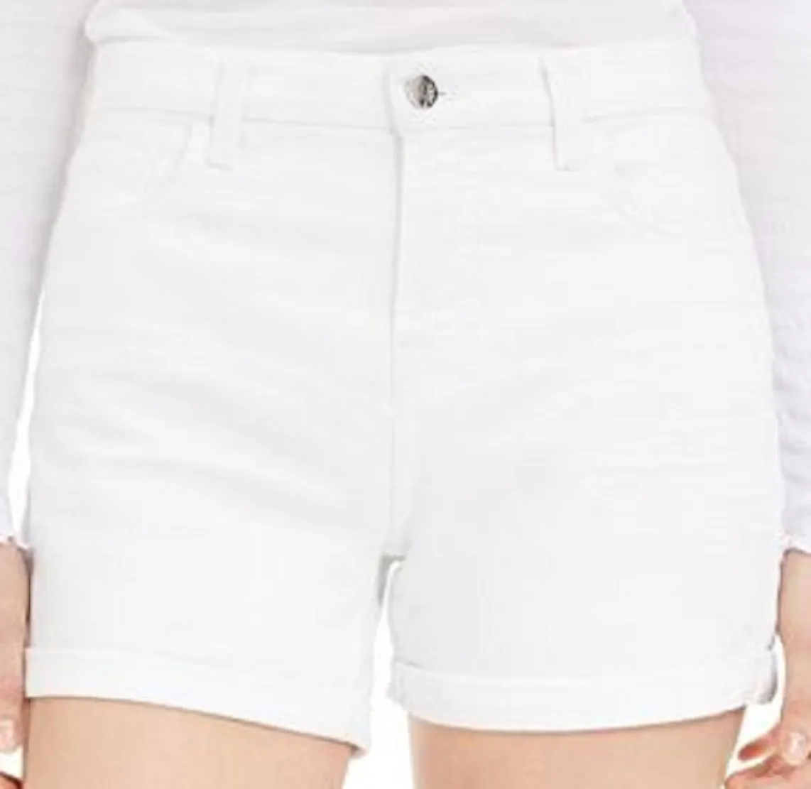 JEN7 Women's Roll Cuff Denim Shorts White Size 4