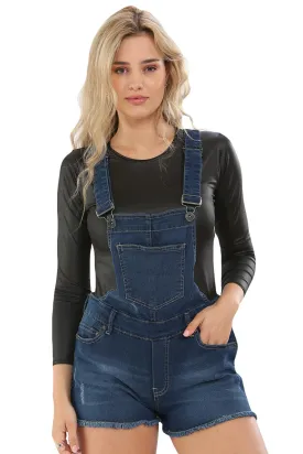 Ladies Dark Wash Denim Stretchable Dungaree