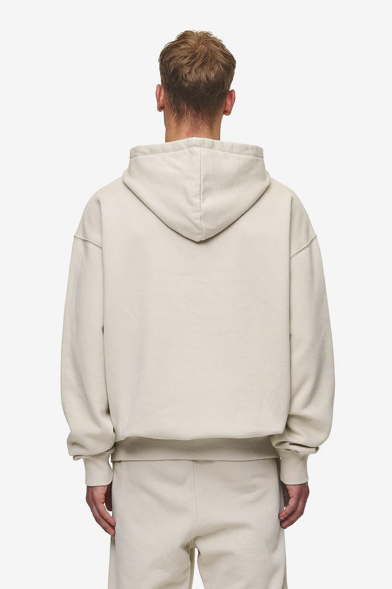 Logo Oversized Halfzip Hoodie Washed Light Beige