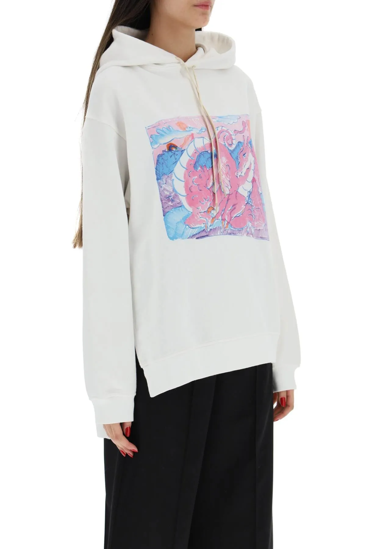 Marni pink dragon print oversized hoodie