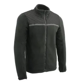 Men Micro Fleece Zipper Front Jacket w/ Reflective Stripes