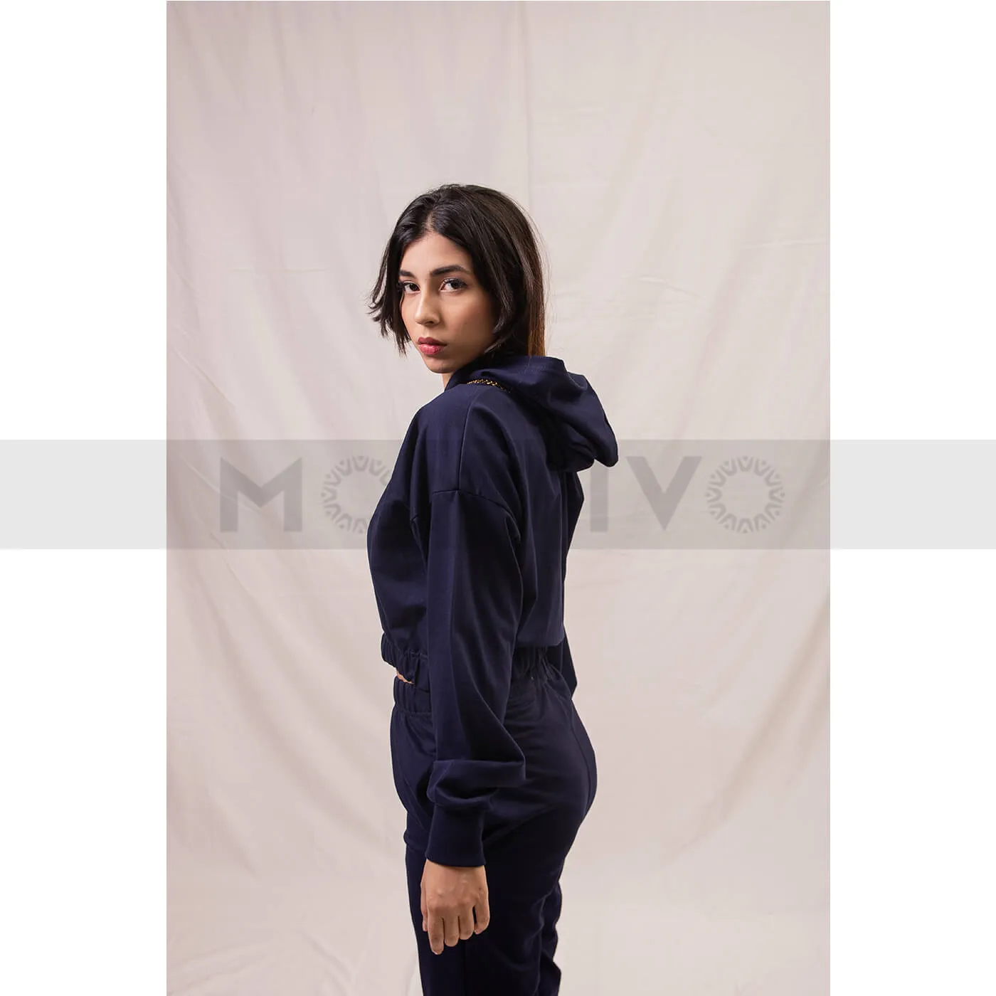 Navy Oversized Cropped Hoodie