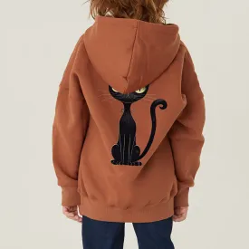 No. 120-160 Made in Korea (for men and women) Black Cat Special Fleece-Lined Hoodie