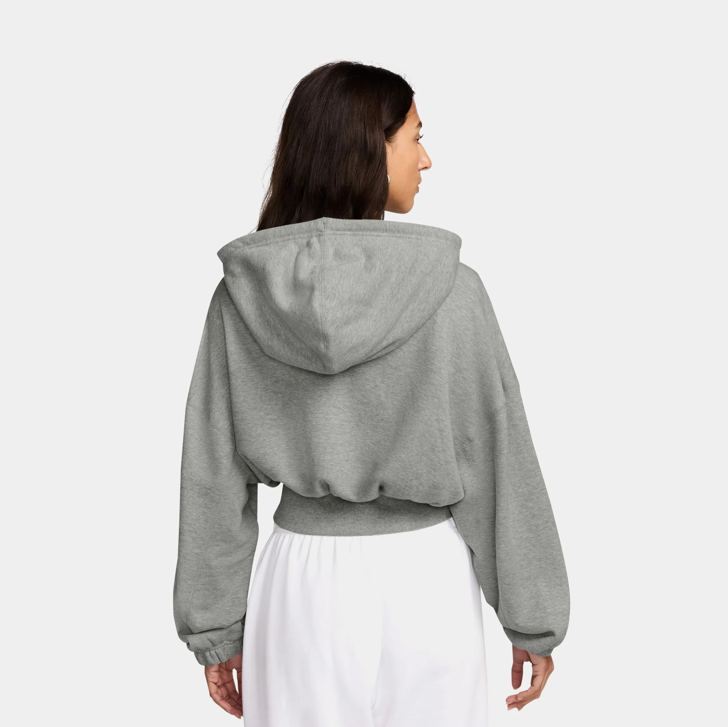 NSW Oversized Cropped Terry Pullover Womens Hoodie (Grey/White)