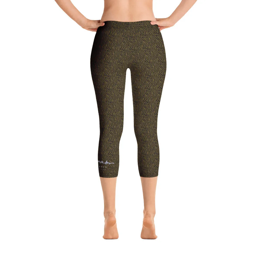 Olive Zebra Capri Leggings