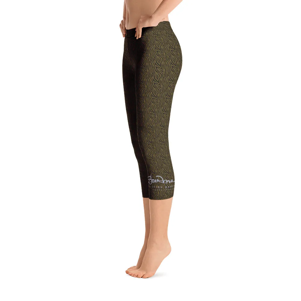 Olive Zebra Capri Leggings