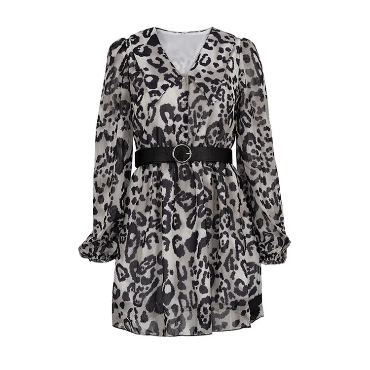 Pre Order:  Leopard Print Chiffon Dress