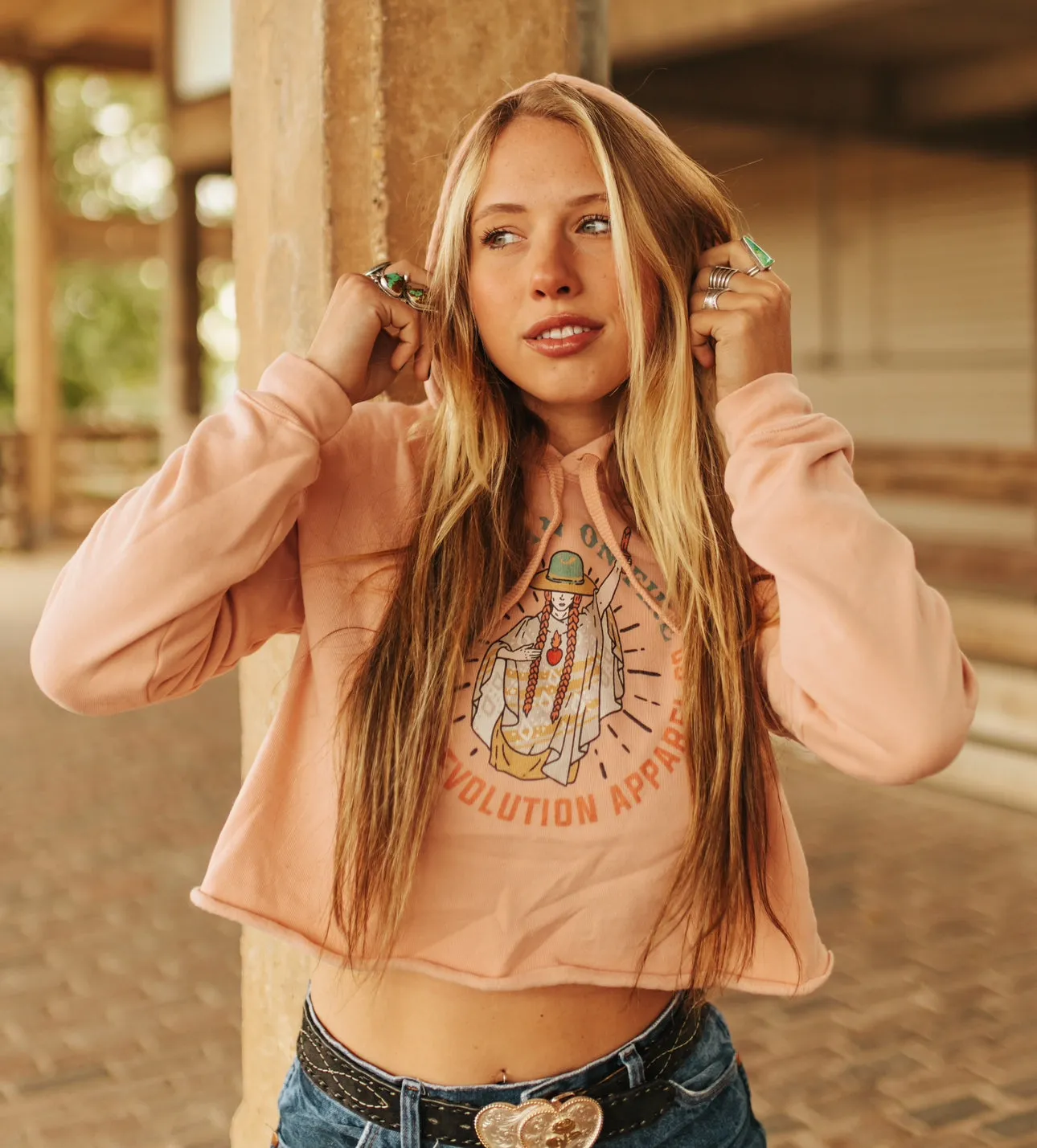 "Woman On Fire" Cowboy Revolution Women's Fit Crop Hoodie