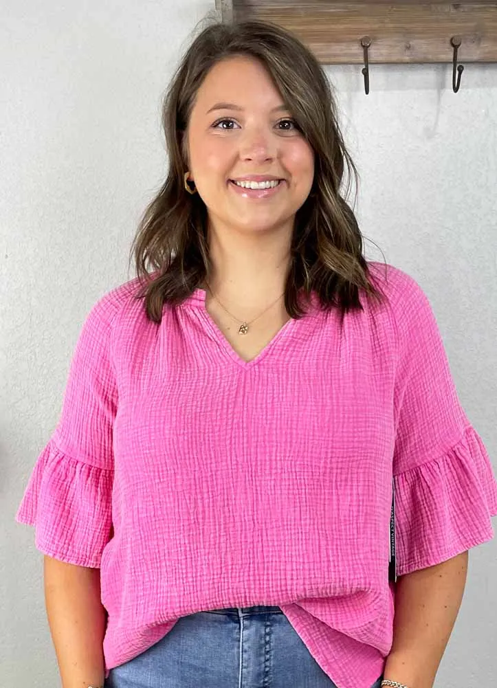 Raglan Sleeve Blouse in Pink by Tribal