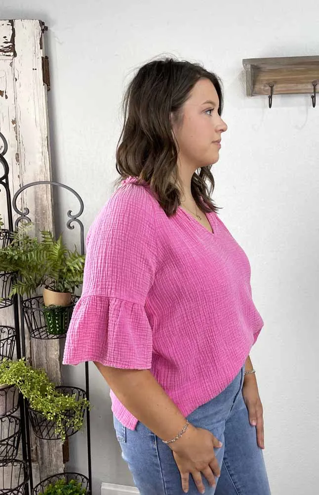 Raglan Sleeve Blouse in Pink by Tribal