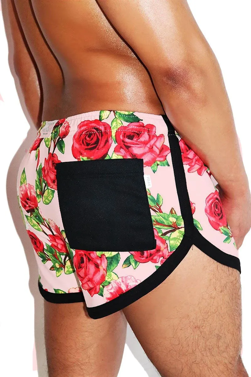 Rosebud Running Shorts-Pink