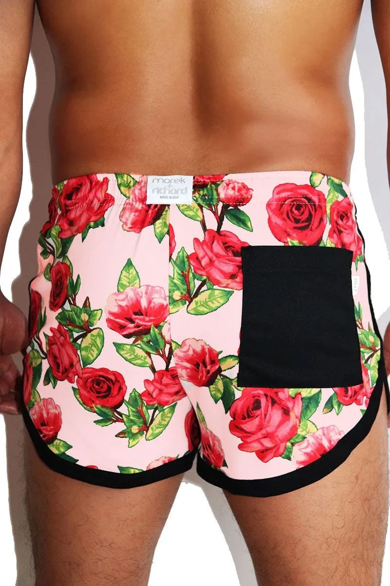 Rosebud Running Shorts-Pink