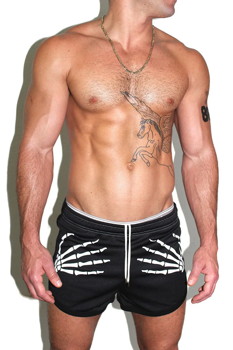 Skeleton Running Shorts- Black