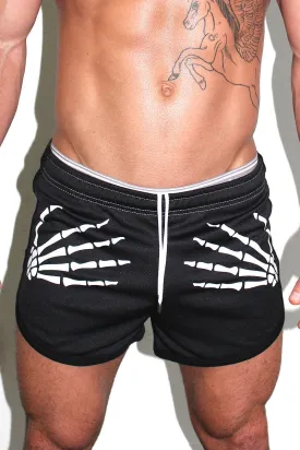 Skeleton Running Shorts- Black